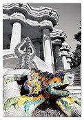 Park Güell, Barcelona, Hiszpania - czarno-biały